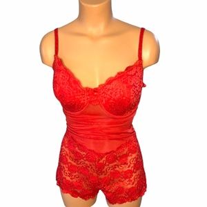 Panties Plus Mesh & Lace Sheer Bustier Bodysuit